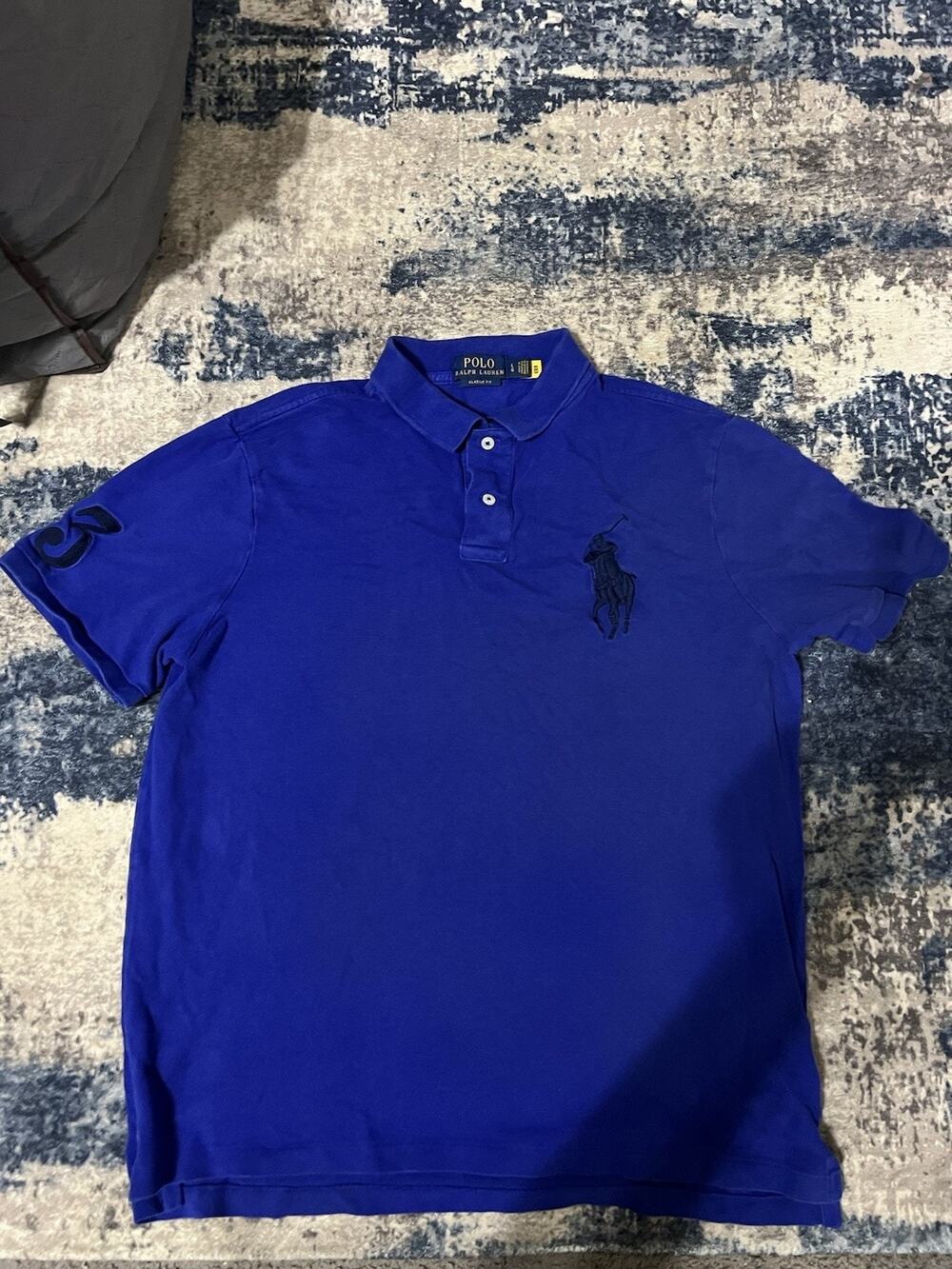 Size L- Polo Ralph Lauren Mens Royal Blue Big Pony Classic Fit Mesh Polo Shirt